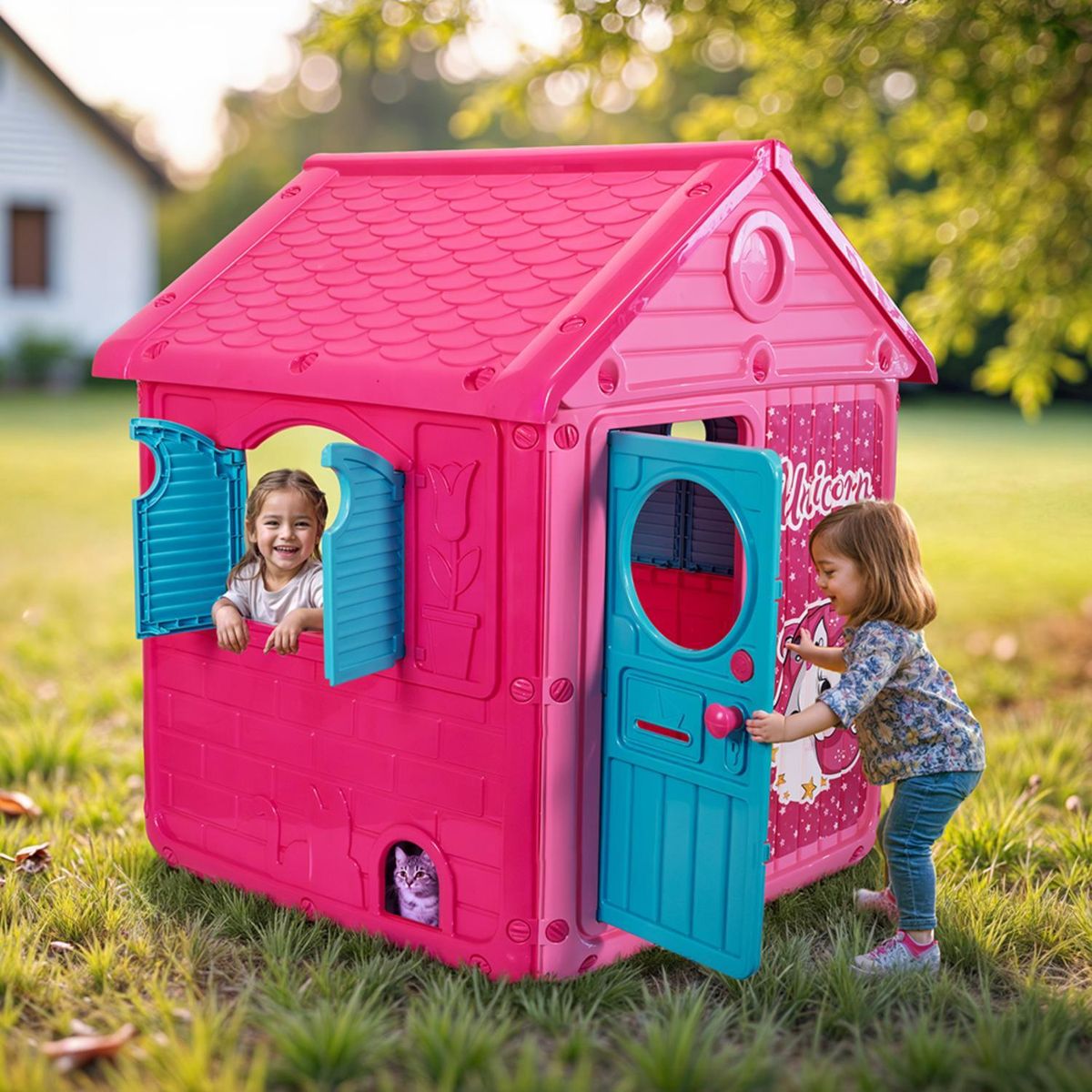 DOLU - Casa de juego rosada Unicornio 125 x 100 x 104 cm Dolu