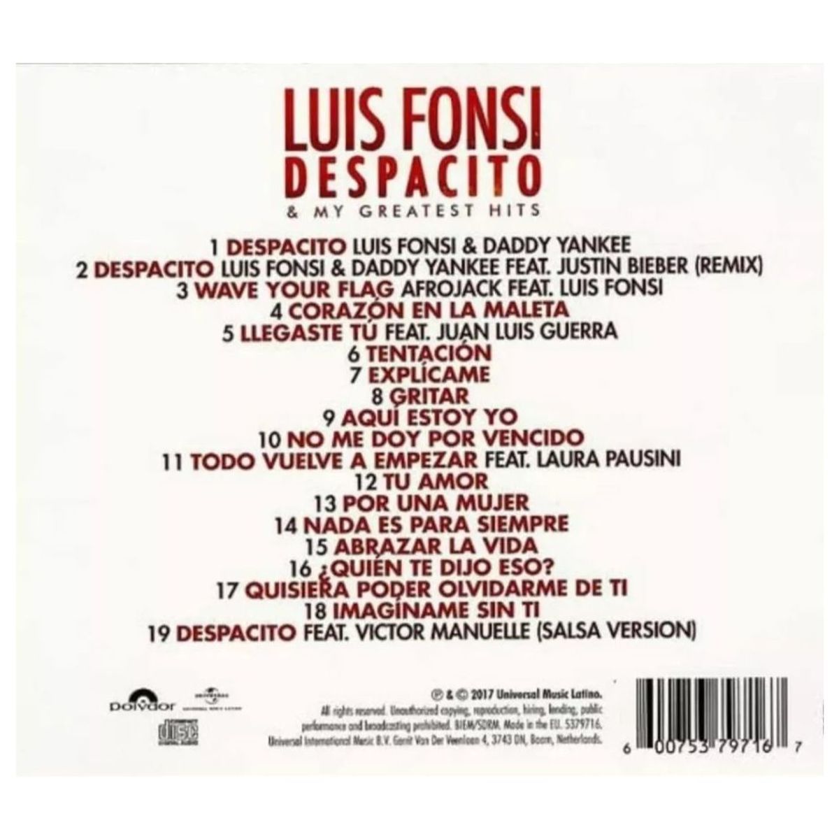 GENERICO - LUIS FONSI - DESPACITO & MY GREATEST HITS / CD
