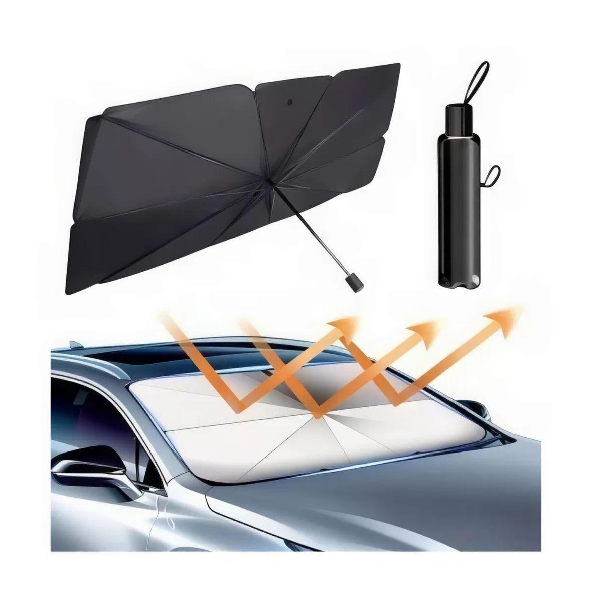 MOVI - PARASOL PLEGABLE PARA AUTO CON FILTYRO UV TIPO PARAGUA