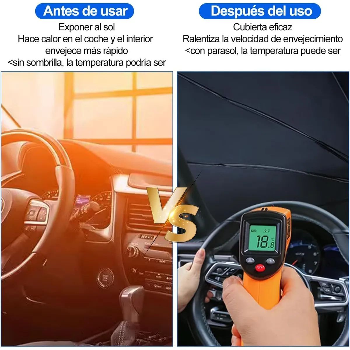 MOVI - PARASOL PLEGABLE PARA AUTO CON FILTYRO UV TIPO PARAGUA