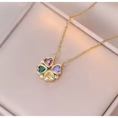 GENERICO - Collar TREBOL COLORES  acero inoxidable