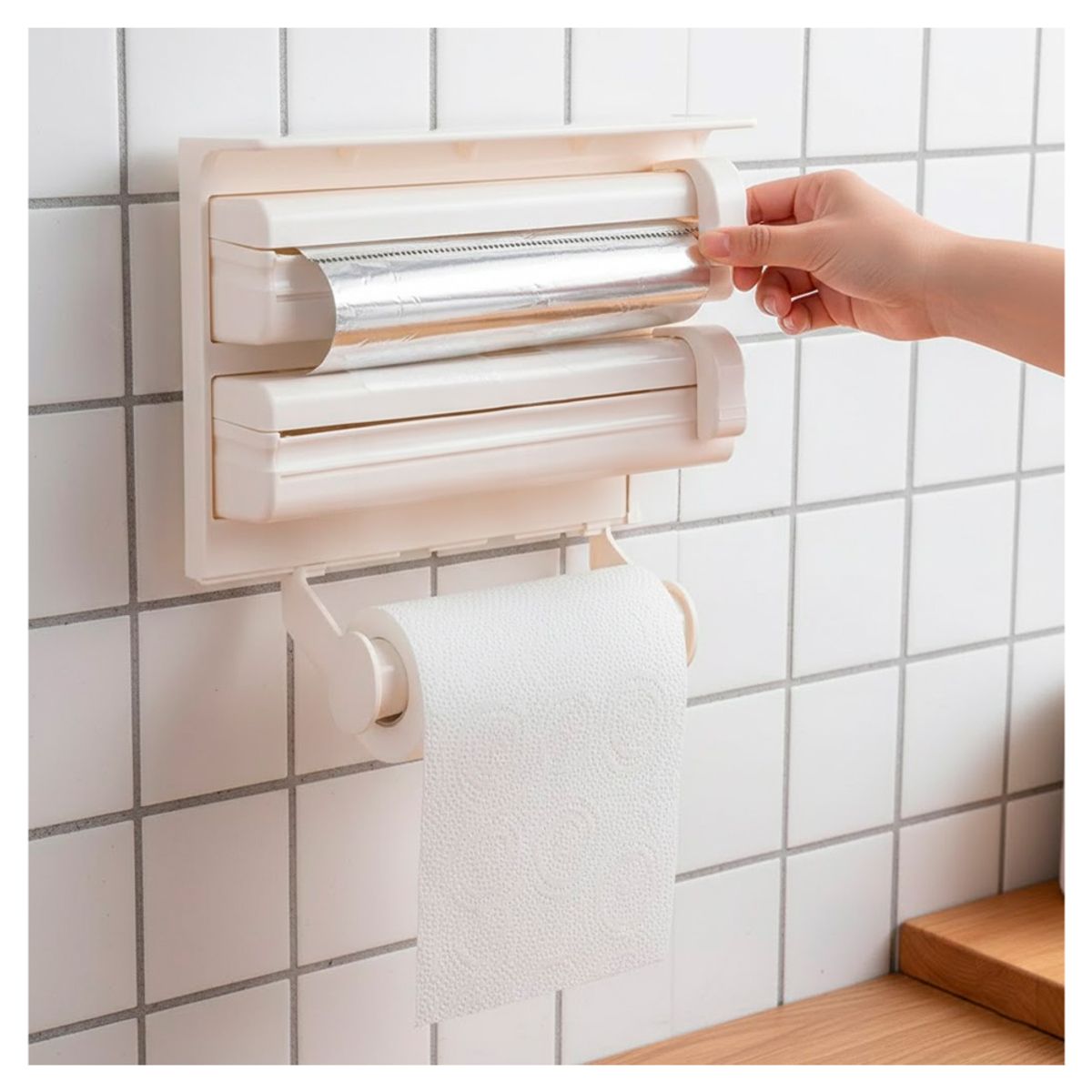 IRM - Porta Rollo Nova Papel Film Aluminio De Pared 3en1 Con Base