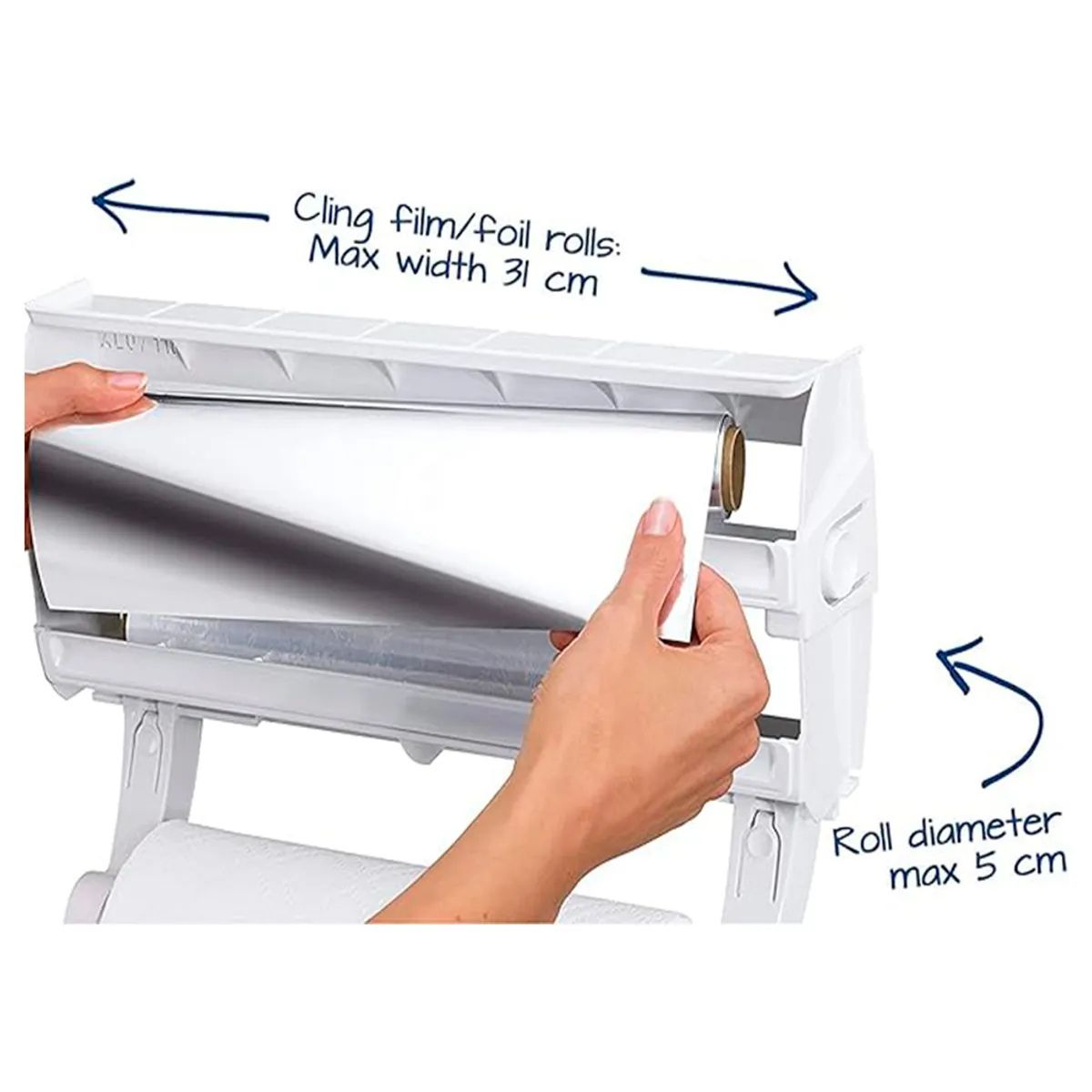 IRM - Porta Rollo Nova Papel Film Aluminio De Pared 3en1 Con Base