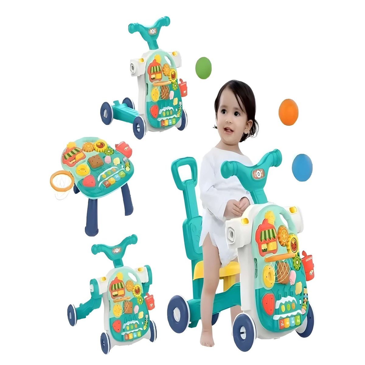 GENERICO - CAMINADOR DE BEBE 4 EN 1 VERDE