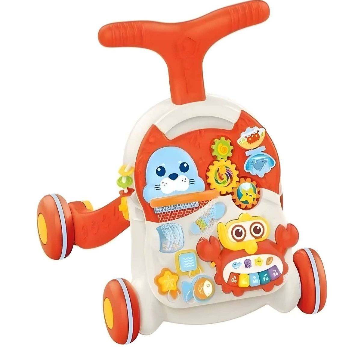 GENERICO - CAMINADOR Y MESA DE JUEGO BEBE 2 EN 1 ROJO