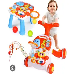 GENERICO - CAMINADOR Y MESA DE JUEGO BEBE 2 EN 1 COLOR ROJO
