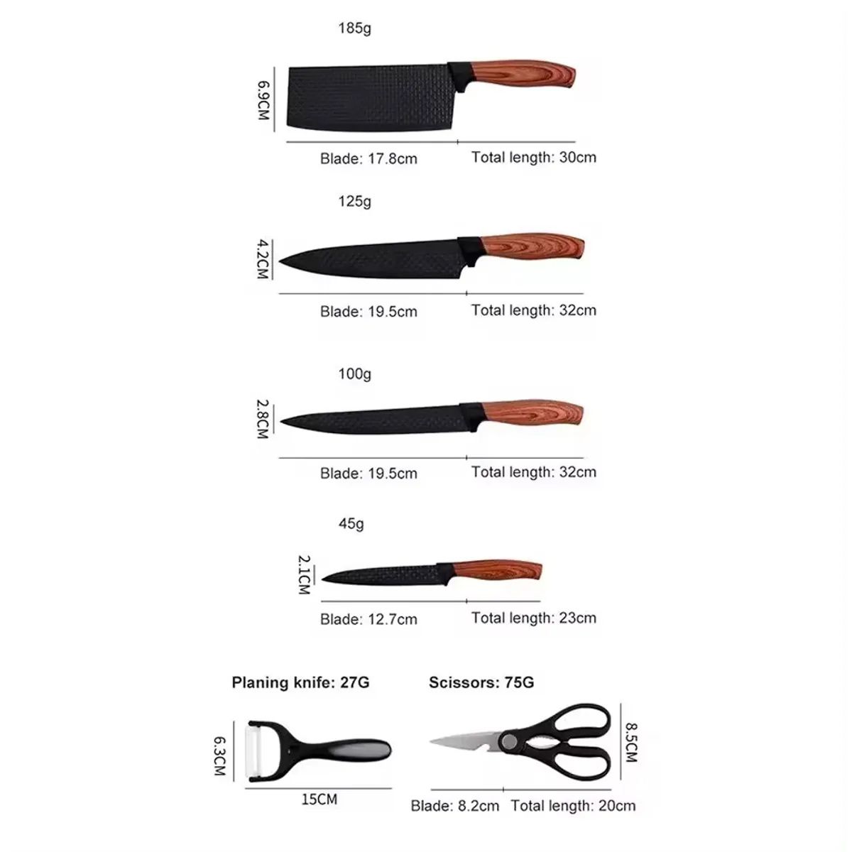 IRM - Set Cuchillos Premium Antiadherentes Ergonomicos 6 Piezas