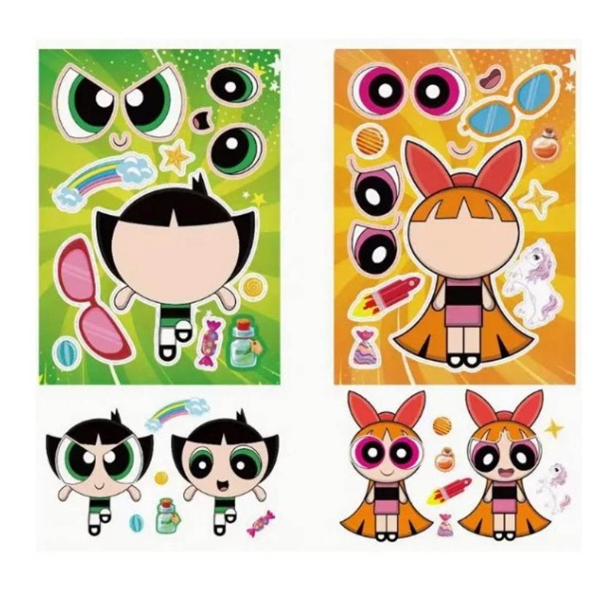 GENERICO - 6 Pegatinas Chicas Superpoderosas Armable Rompecabezas