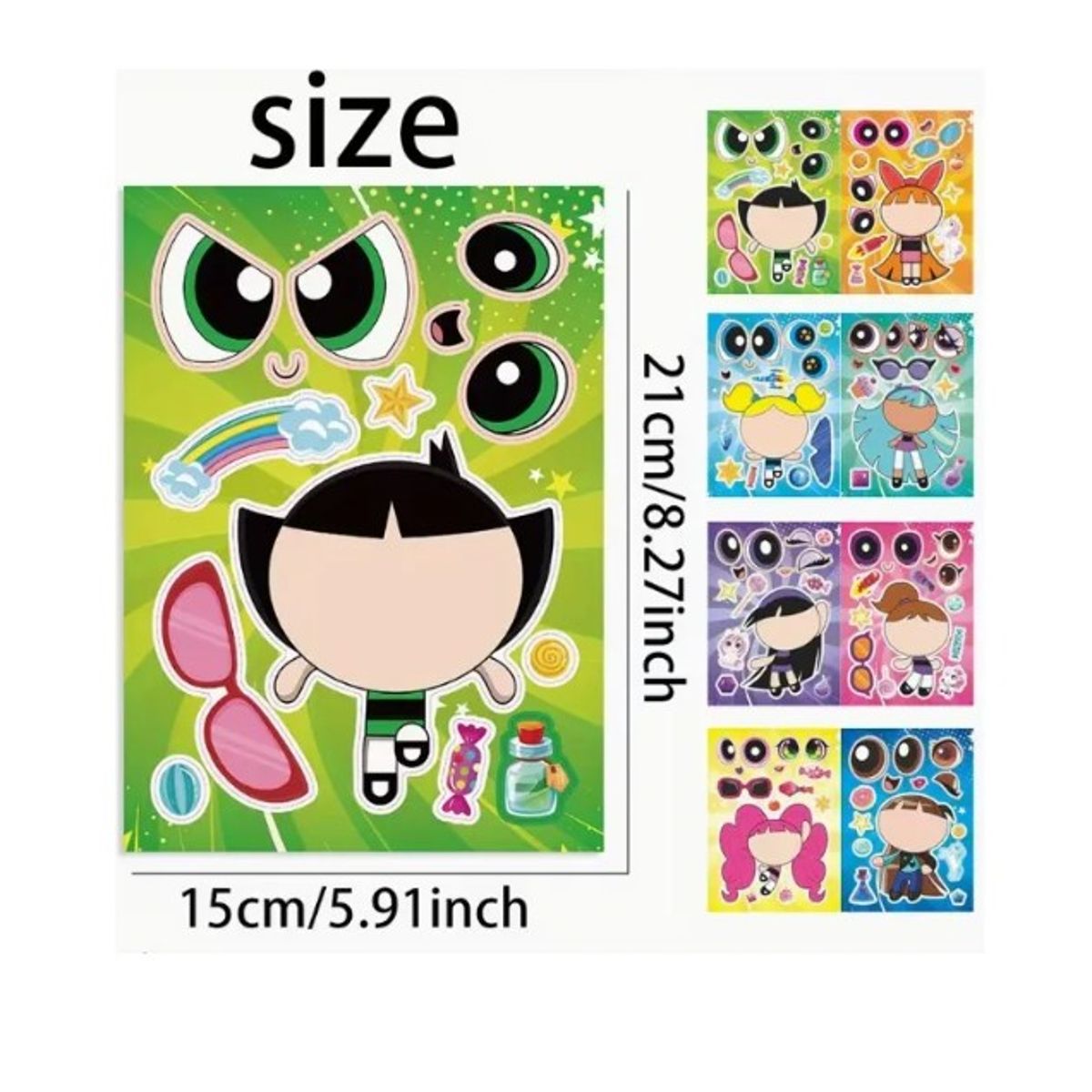 GENERICO - 6 Pegatinas Chicas Superpoderosas Armable Rompecabezas