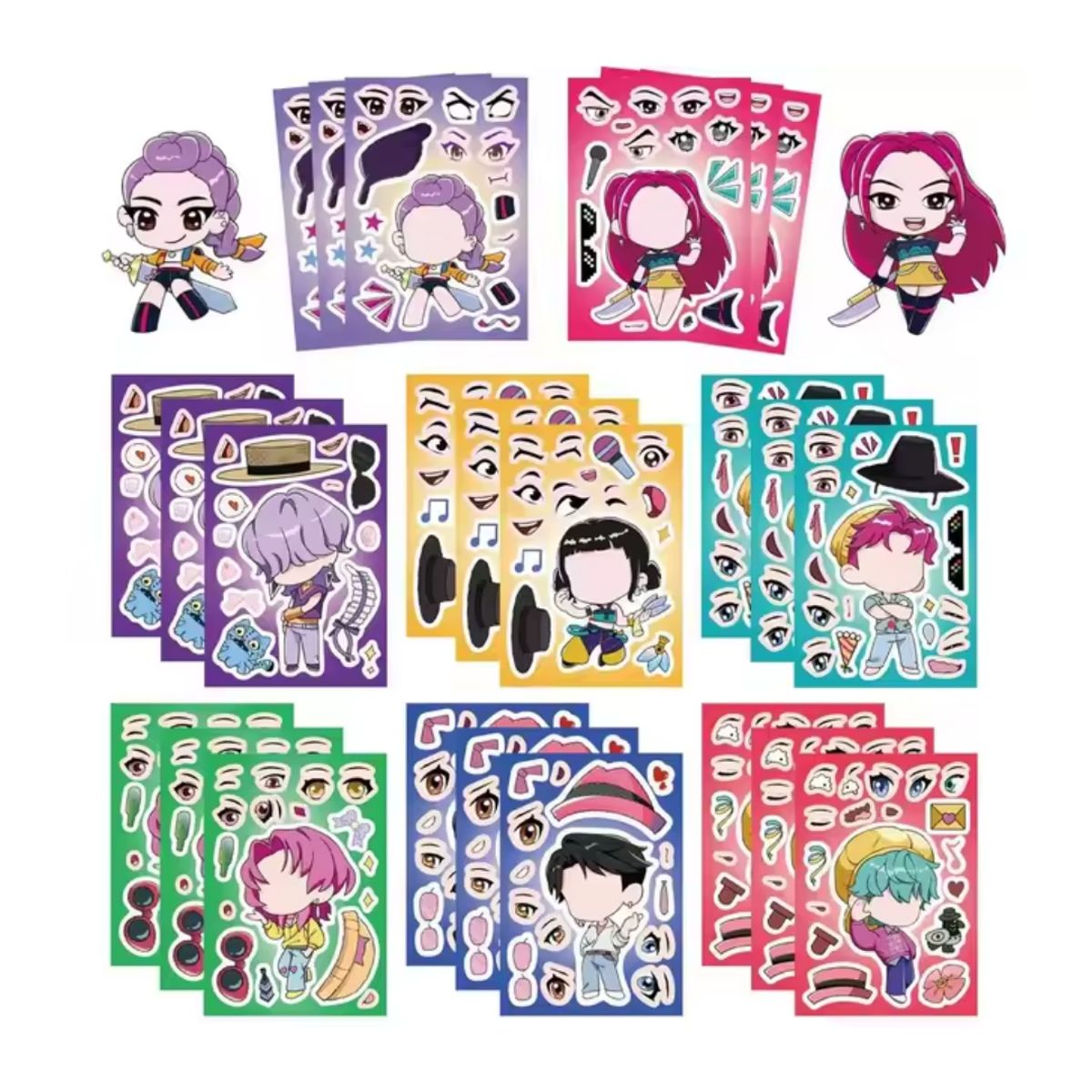 GENERICO - 8 Pegatinas Demon Hunters Guerreras K-pop Huntrix Armable