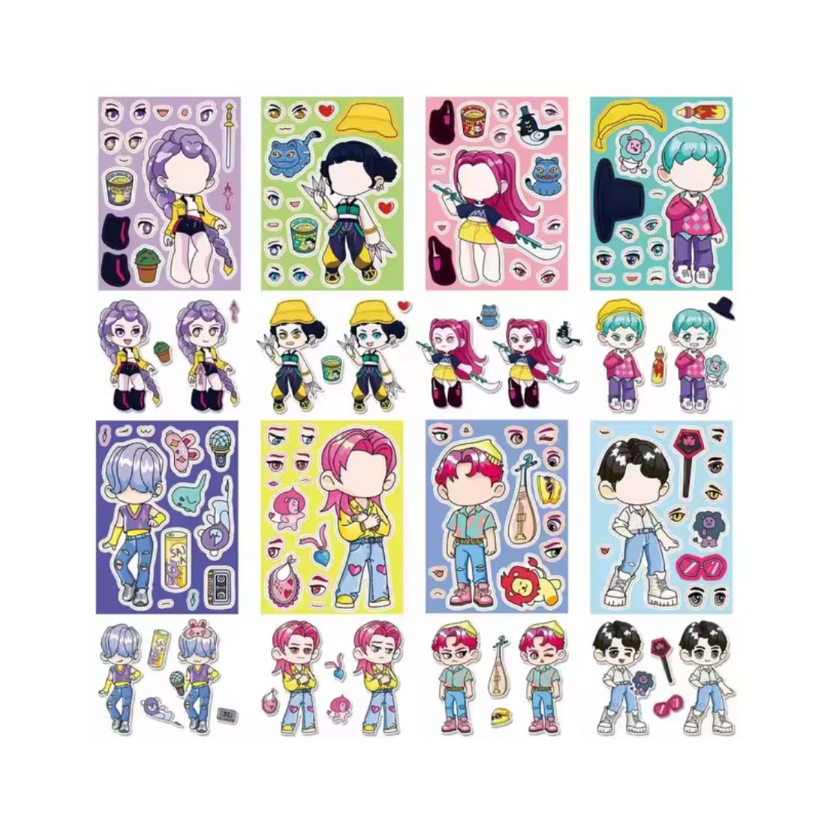 GENERICO - 8 Pegatinas Demon Hunters Guerreras K-pop Huntrix Armable