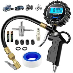 NEBLISUR - Pistola Para Inflar Y Calibrar Neumáticos Digital Manómetro 0-250Psi con Luz Manguera y Acoplador