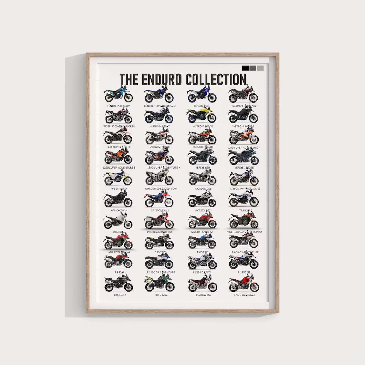 GENERICO - Cuadro Colección Todas Las Motos Enduro 2026 + Marco