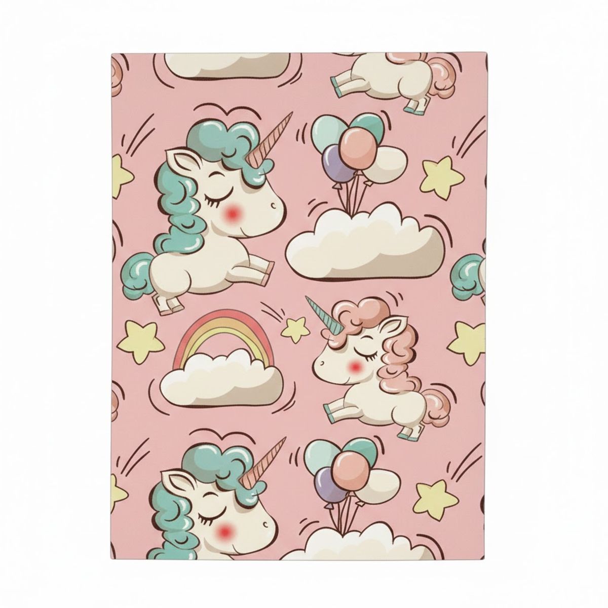 GENERICO - ALFOMBRA DE NIÑA DISEÑO ROSA NUBES UNICORNIO 120X160 WM