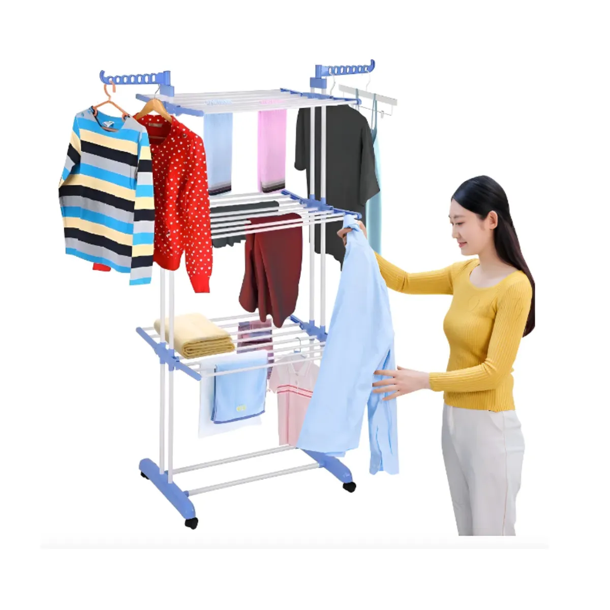 GENERICO - Tendedero Colgador Secador De Ropa Plegable de 3 Niveles con alas