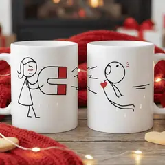 SM - Pack 2 Tazones Románticos para Pareja – Diseño Imán del Amor 11oz