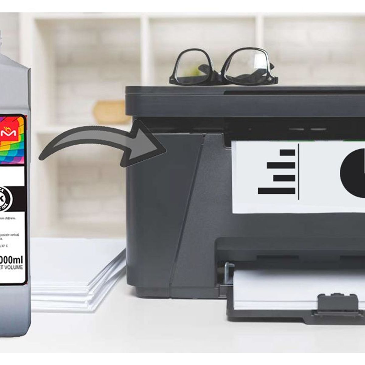 MALIK - Tinta Negra 1 Litro compatible para Epsn E/tank L475