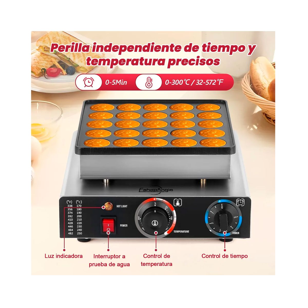 ESHOPANGIE - Panquequera Electrica Maquina Para 25 Panqueques Comercial
