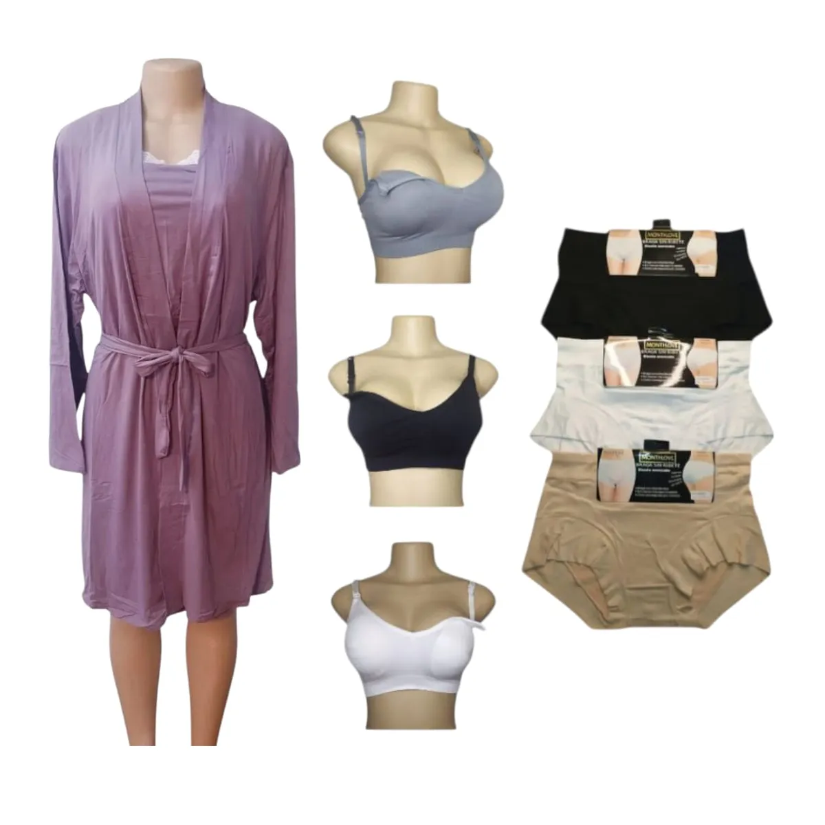 MEDIA LUNA - Pack Maternal camisola bata sostenes y calzones
