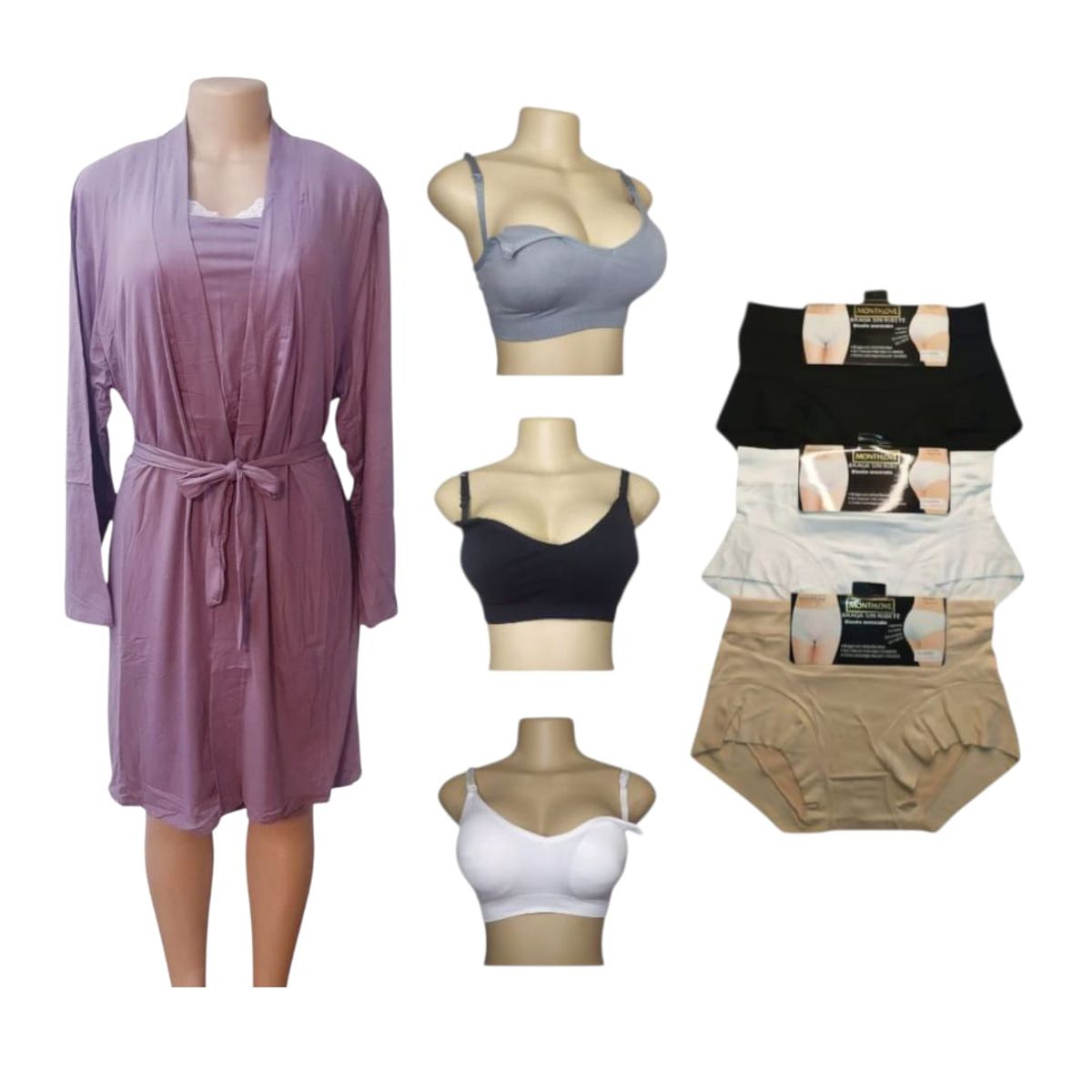 MEDIA LUNA - Pack Maternal camisola bata sostenes y calzones