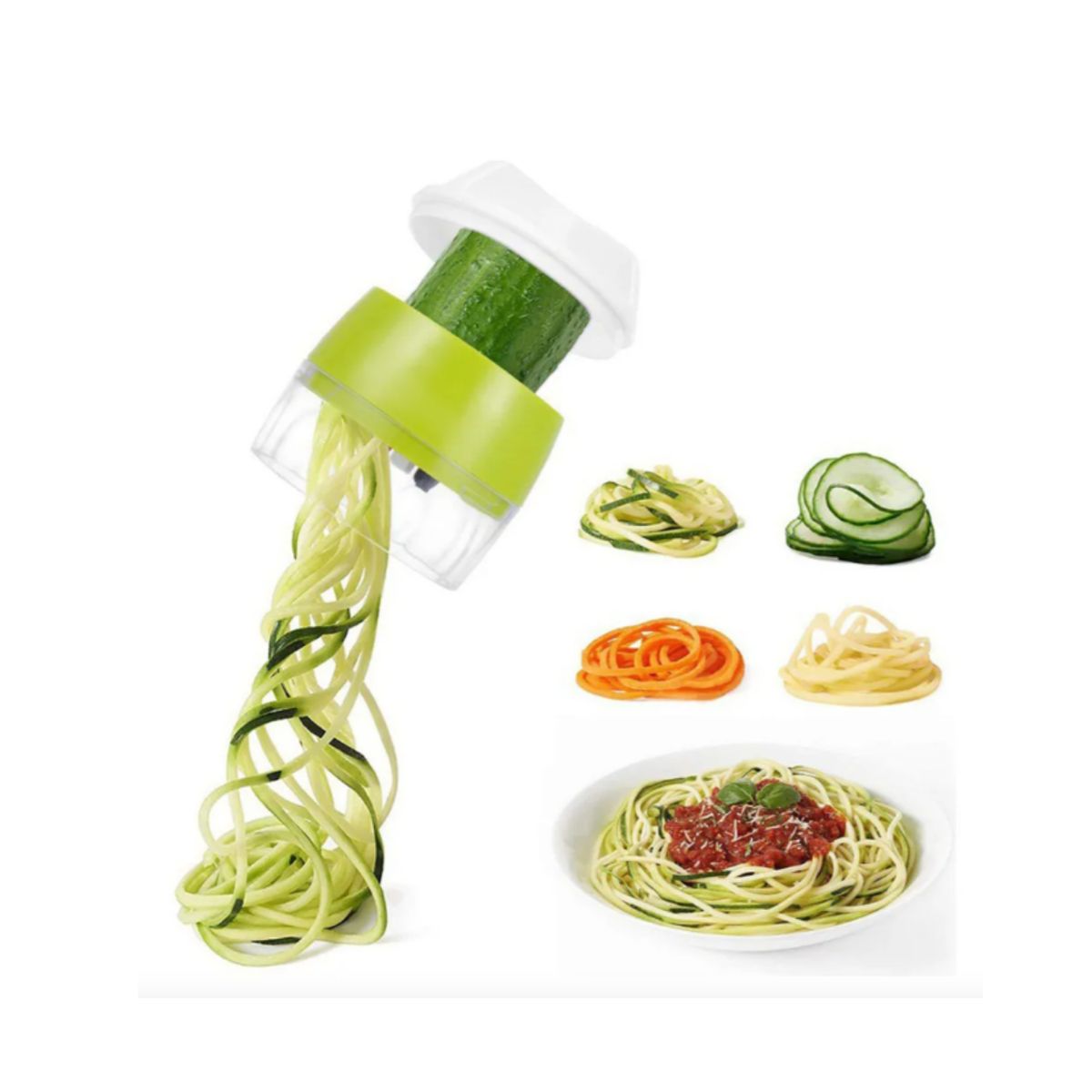 GENERICO - Cortador De Verduras Pelador Vegetales Espiral Verde