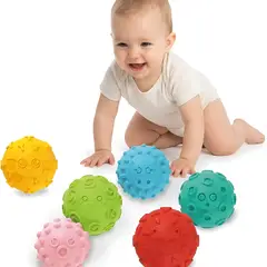 GENERICO - Set 6 Pelotas Texturizadas Goma Sensoriales Para Bebés