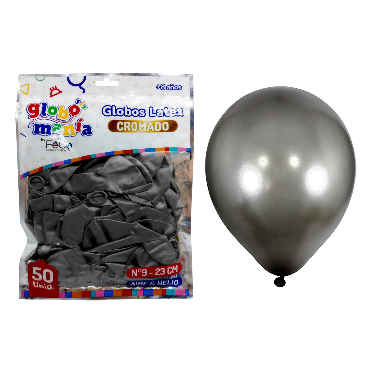 GENERICO - GLOBO 09 STANDARD CHROME NEGRO X50UNI
