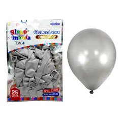 GENERICO - GLOBO 09 STANDARD CHROME PLATEADO X25UNI