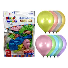 GENERICO - GLOBO 09 STANDARD CHROME SURTIDO X25UNI