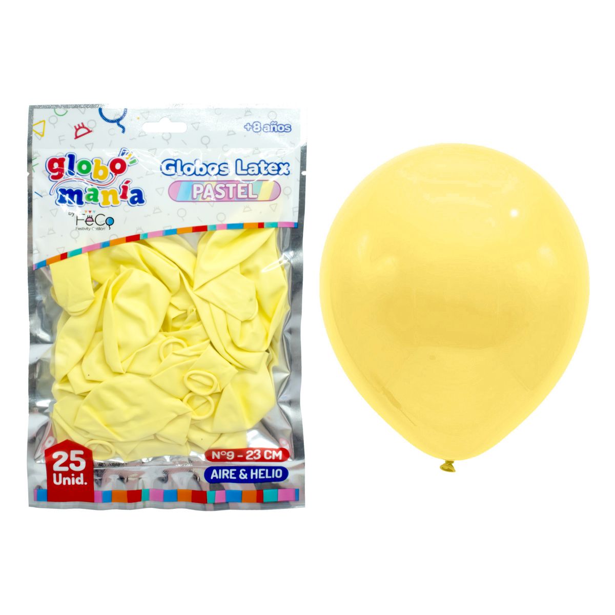 GENERICO - GLOBO 09 STANDARD PASTEL AMARILLO X25UNI