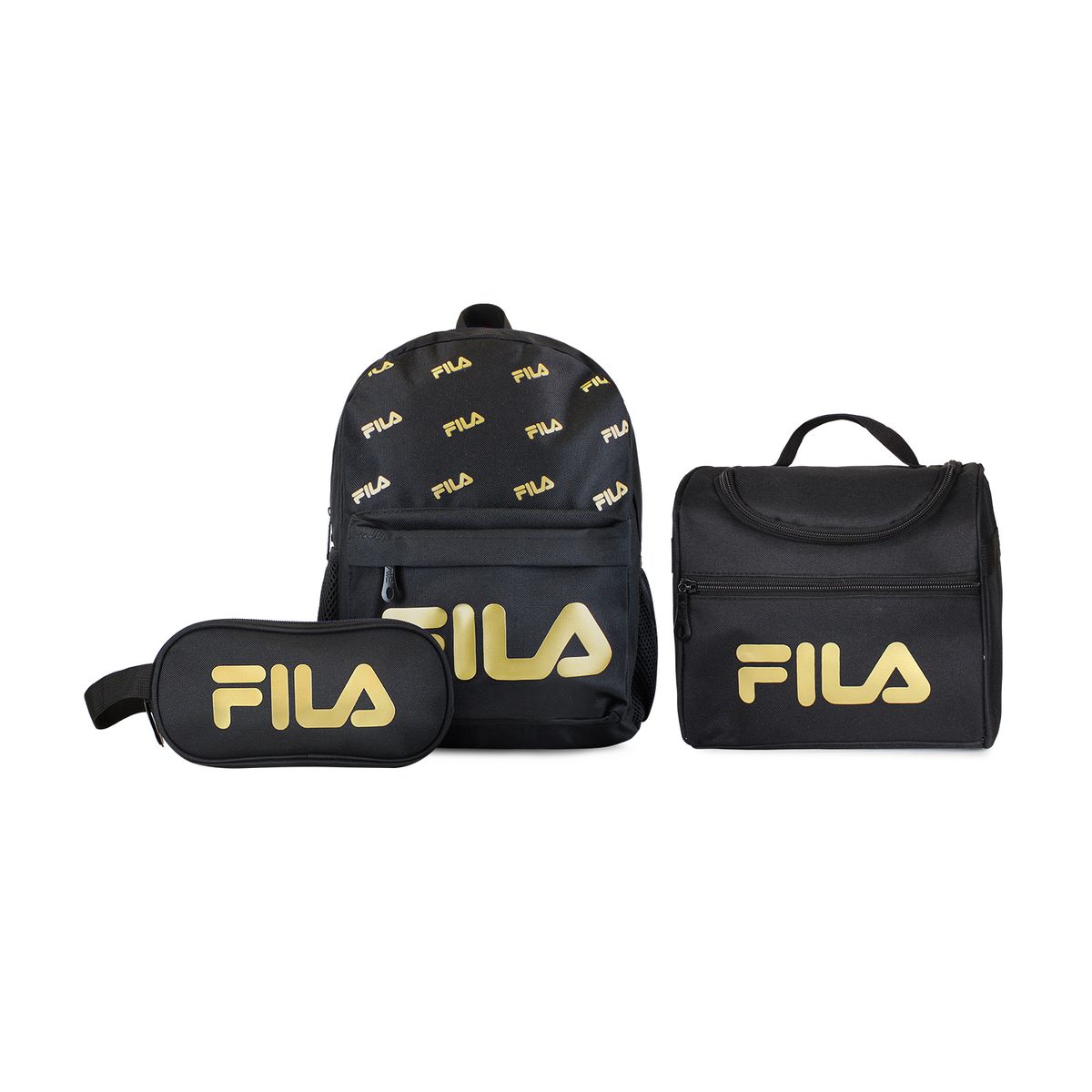 FILA - Set FILA Mochila 10lts Urbanix + Lonchera térmica + Estuche Spark negro-gold