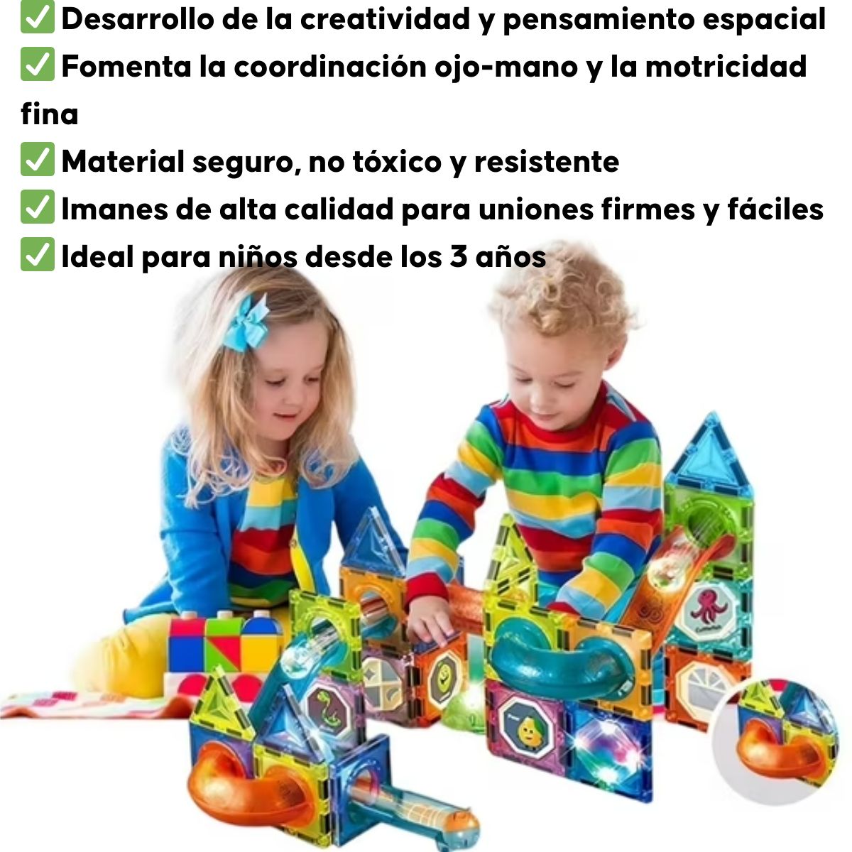 GENERICO - Set 42 Pcs Bloques Magnéticos De Construcción 3+ Años