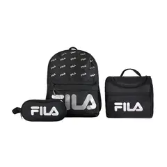 FILA - Set Mochila 16lts Urbanix + Lonchera térmica + Estuche Spark negro-silver
