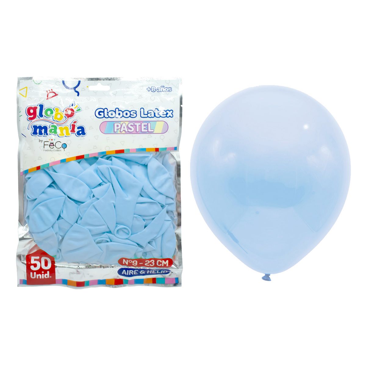 GENERICO - GLOBO 09 STANDARD PASTEL CELESTE X50UNI