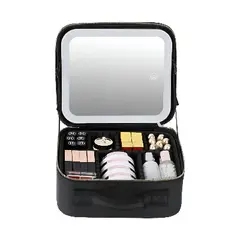 GENERICO - Estuche Cosméticos Organizador Maquillaje Brochas Espejo Led Varios