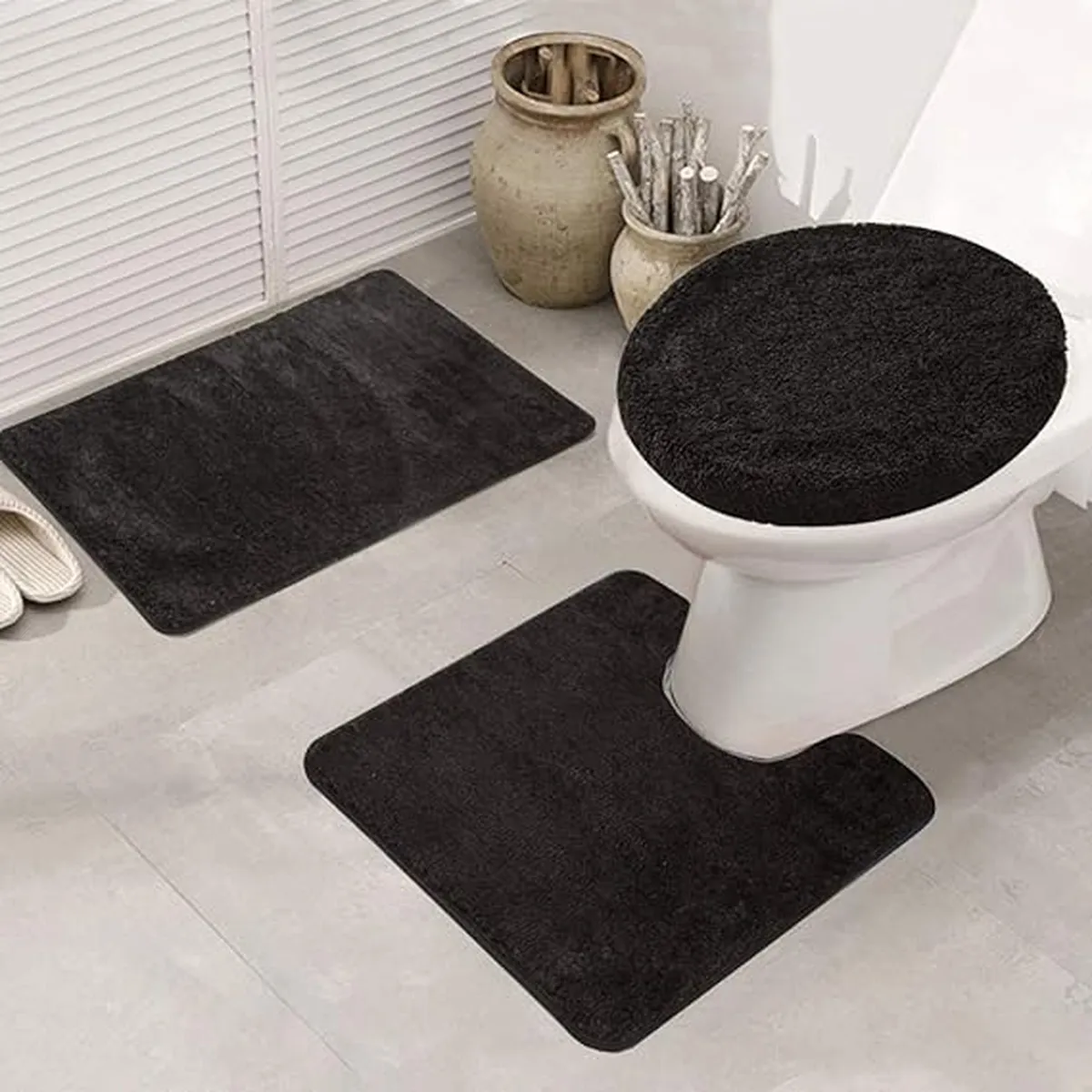 GENERICO - Set de baño 3 piezas unicolor elegante antideslizante wc 3en1 set baño 3 piezas unicolor elegante