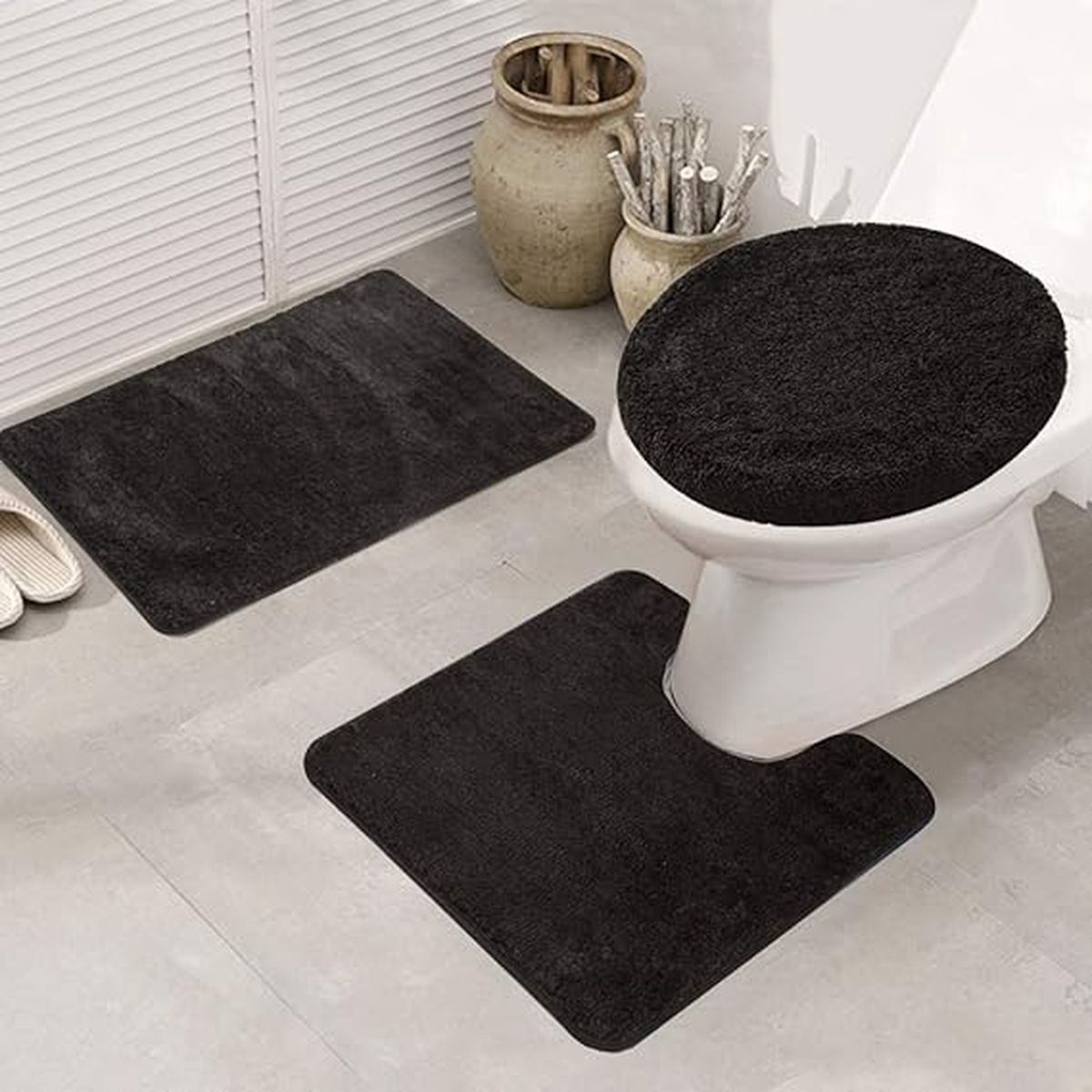 GENERICO - Set de baño 3 piezas unicolor elegante antideslizante wc 3en1 set baño 3 piezas unicolor elegante