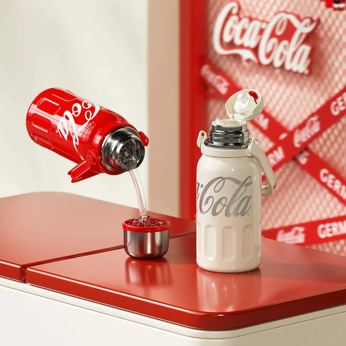 COCA COLA - COCA COLA Germ Termo 1200 ML Frío O Caliente Botella Térmica Trébol Blanco