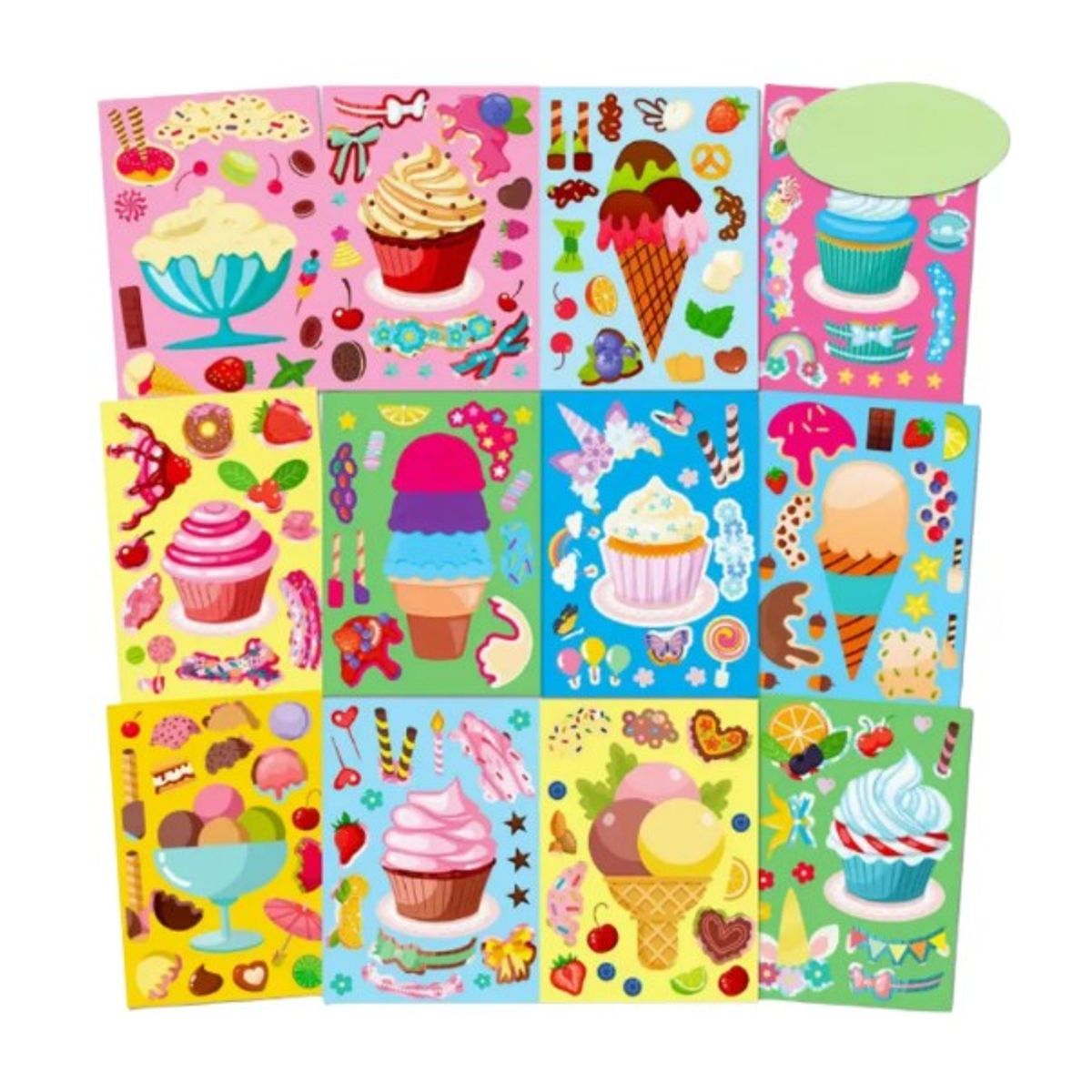 GENERICO - Stickers Armables Helados 12 Unidades Vinilo 15x21 Cm cupcake