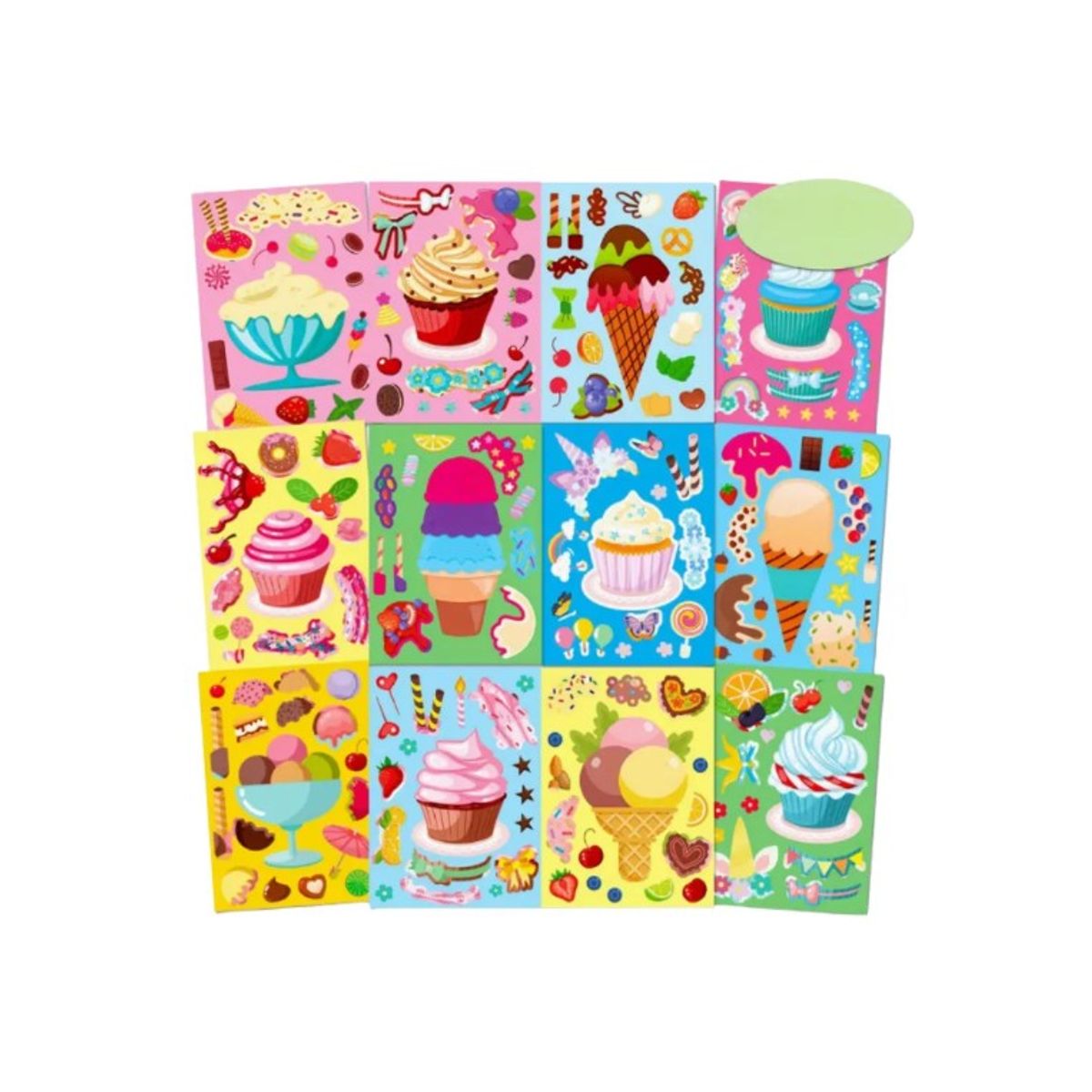 GENERICO - Stickers Armables Helados 12 Unidades Vinilo 15x21 Cm cupcake