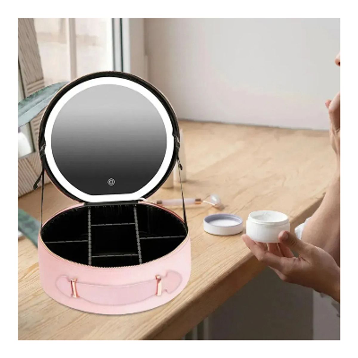 GENERICO - Organizador Cosmetiquero Con Espejo Led Bolso Maquillaje Variados