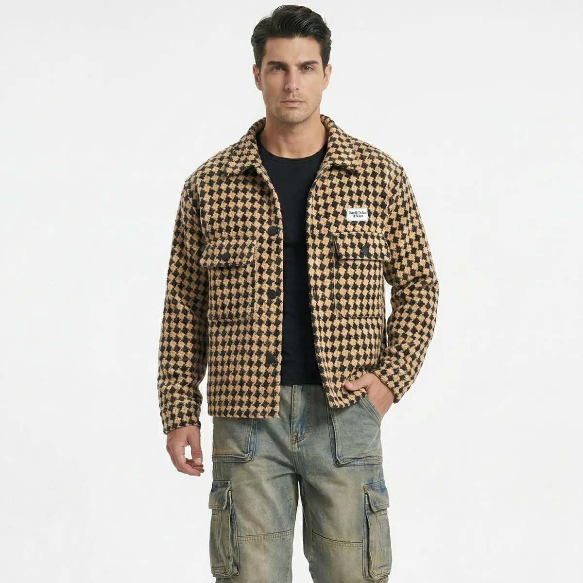 D'JOE - Chaqueta Mezcla Lana Cazadora Hombre