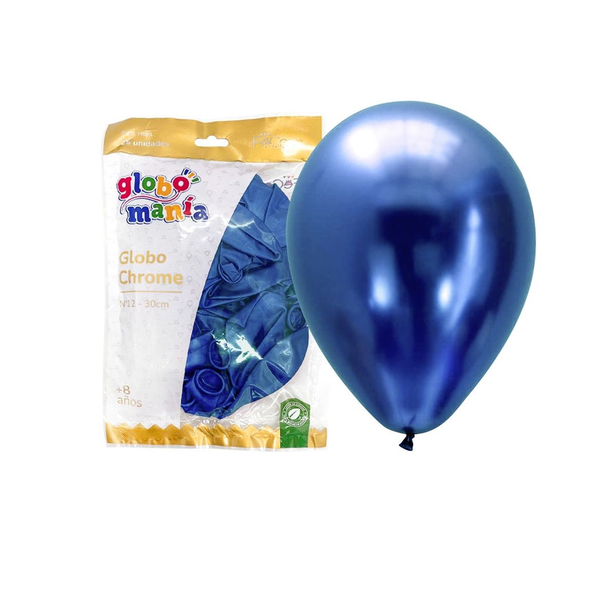 GENERICO - GLOBO 12 CHROME AZUL X25 UNID