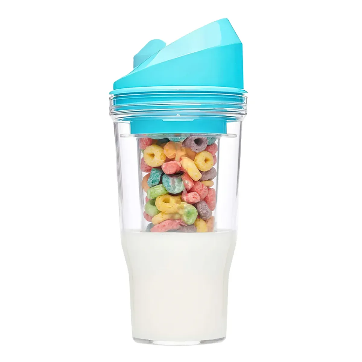 WAKESHOME - Vaso Portatil 2 en 1 Para Cereal , Leche o Yogur 250Ml Liquido