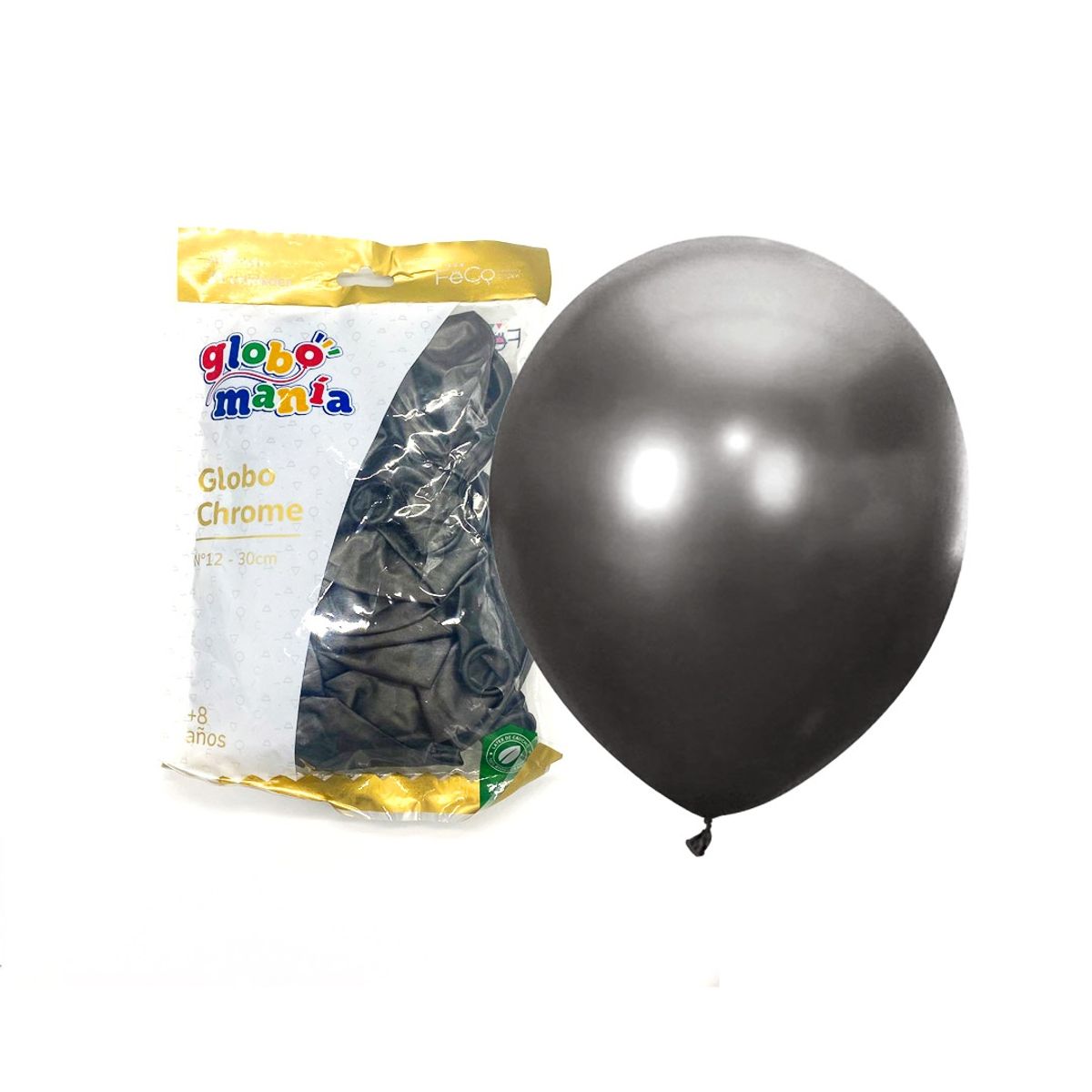 GENERICO - GLOBO 12 CHROME NEGRO X25 UNID