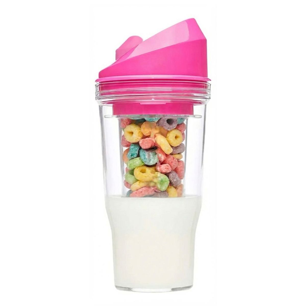 WAKESHOME - Vaso Portatil 2 en 1 Para Cereal , Leche o Yogur 250Ml Liquido