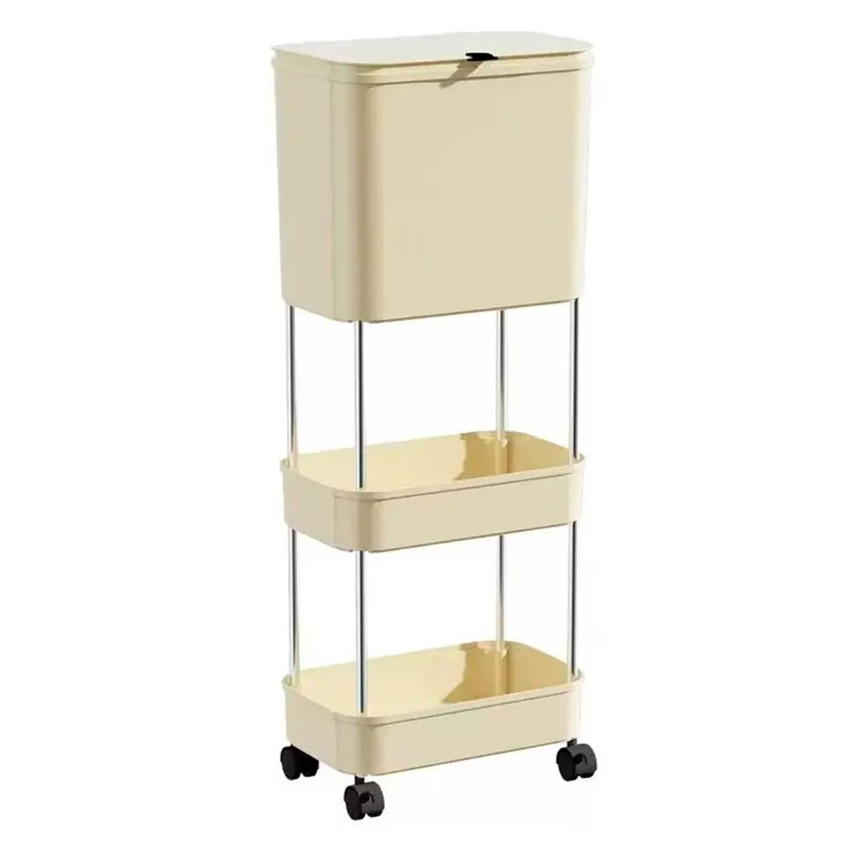 IRM - Estante Organizador Vertical Con Tacho Para Basura De Cocina Beige