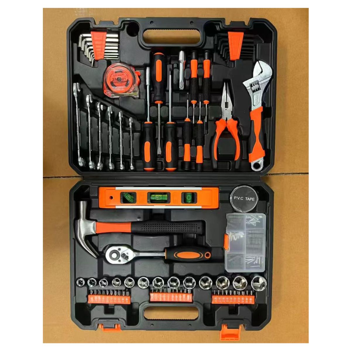 GENERICO - Kit Caja De Herramienta Profesional Multiusos 100 Piezas Naranja