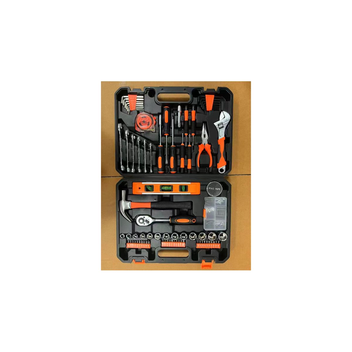 GENERICO - Kit Caja De Herramienta Profesional Multiusos 100 Piezas Naranja