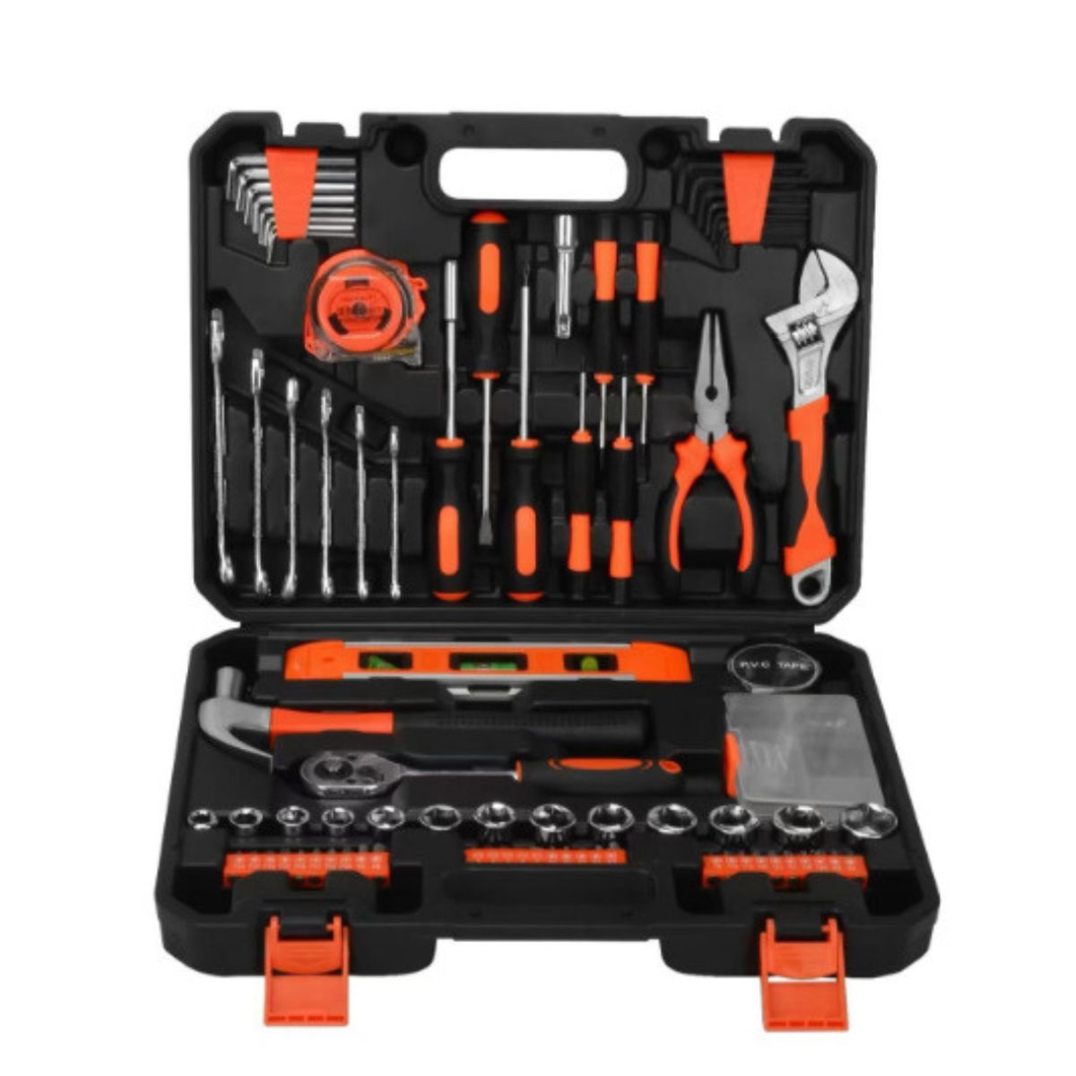 GENERICO - Kit Caja De Herramienta Profesional Multiusos 100 Piezas Naranja